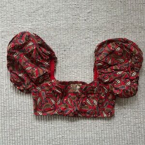 FBC Paisley Puff Sleeve Crop